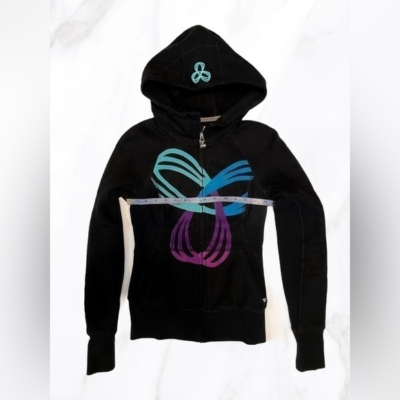 TNA pacific logod black multicolored long sleeve casual pull-on  suede hoodie XS - Picture 3 of 5